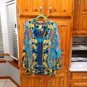 Authentic Johnny Was Long Sleeve V-Neck Blouse
